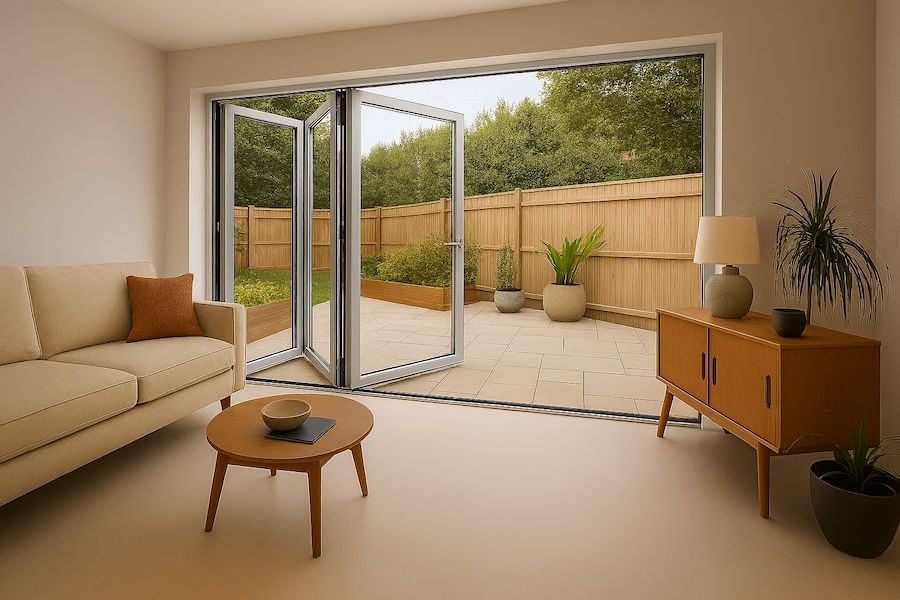 Kenzo - SFD3FG6RS - Aluminium Fold A-Side Door 1.8mx2.1m Silver Open to Right Viewed From Outside