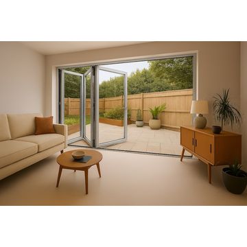 Kenzo - SFD3FG7RS - Aluminium Fold A-Side Door 2.1mx2.1m Silver Open to Right Viewed From Outside