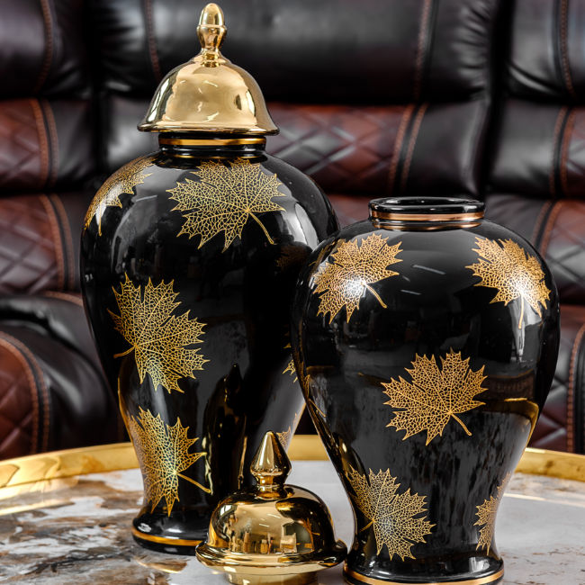 KC Furn – Gold Leave Vase Set