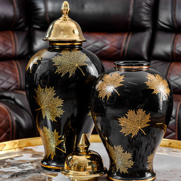 KC Furn – Gold Leave Vase Set