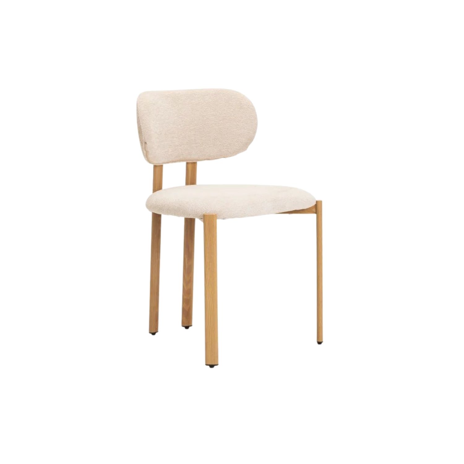 Cream Fabric Dining Chair with Padded Seat