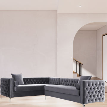 Oxford Chesterfield Corner Couch-Grey