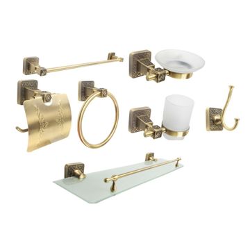 BATHROOM ACCESSORIES 7PC SET - ANTIQUE GOLD
