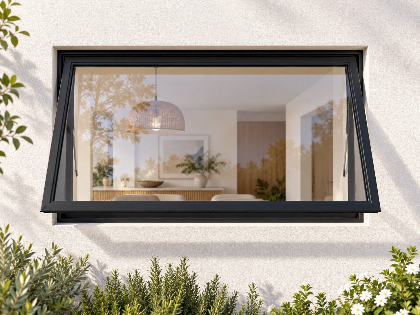 Kenzo Premium Top-Hung Aluminium Window - Black, 900 600 mm, Single Opener, Clear Glass