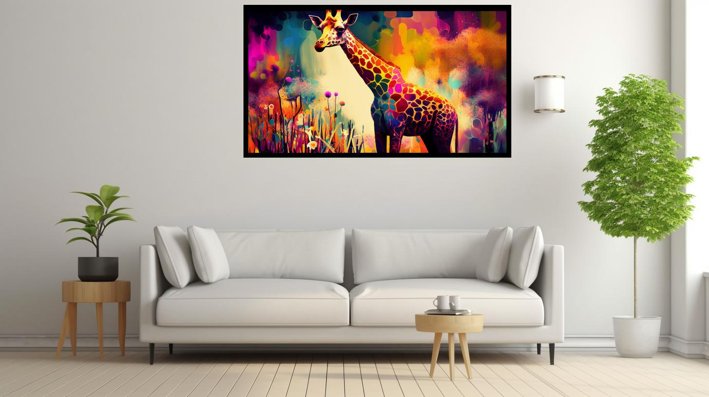 Canvas Wall Art - Giraffe Painting - B1578 [120 x 80 cm]