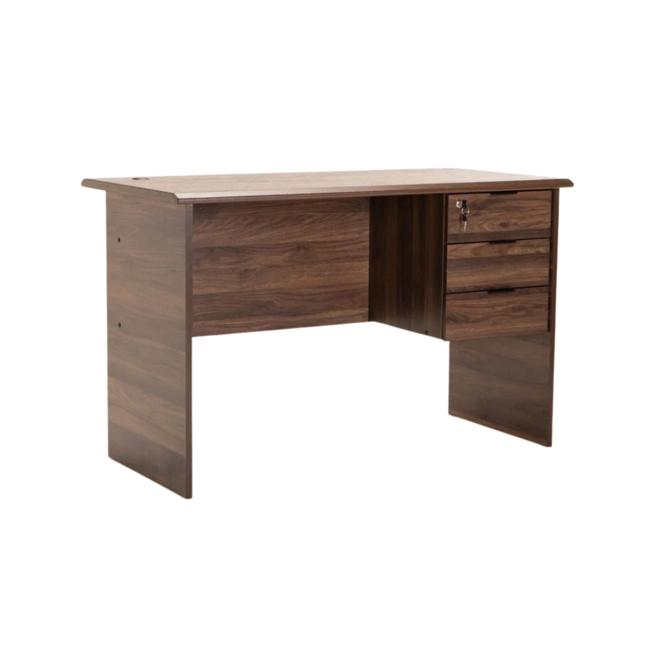 120cm Deluxe 3-Drawer Home Office Desk - Walnut