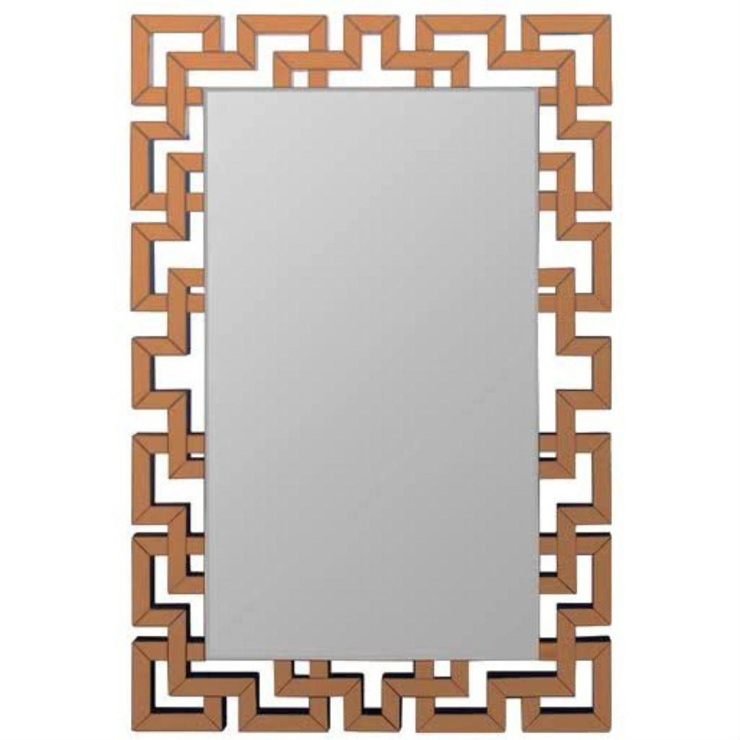 Luxury Geometric Wall Mounted Glass Mirror 120 cm x 80 cm Size - Rose Gold