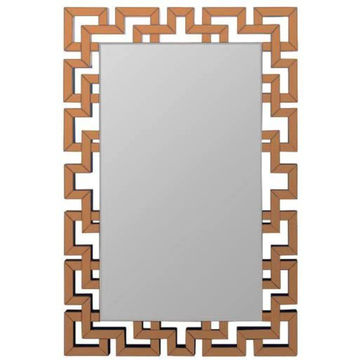 Luxury Geometric Wall Mounted Glass Mirror 120 cm x 80 cm Size - Rose Gold