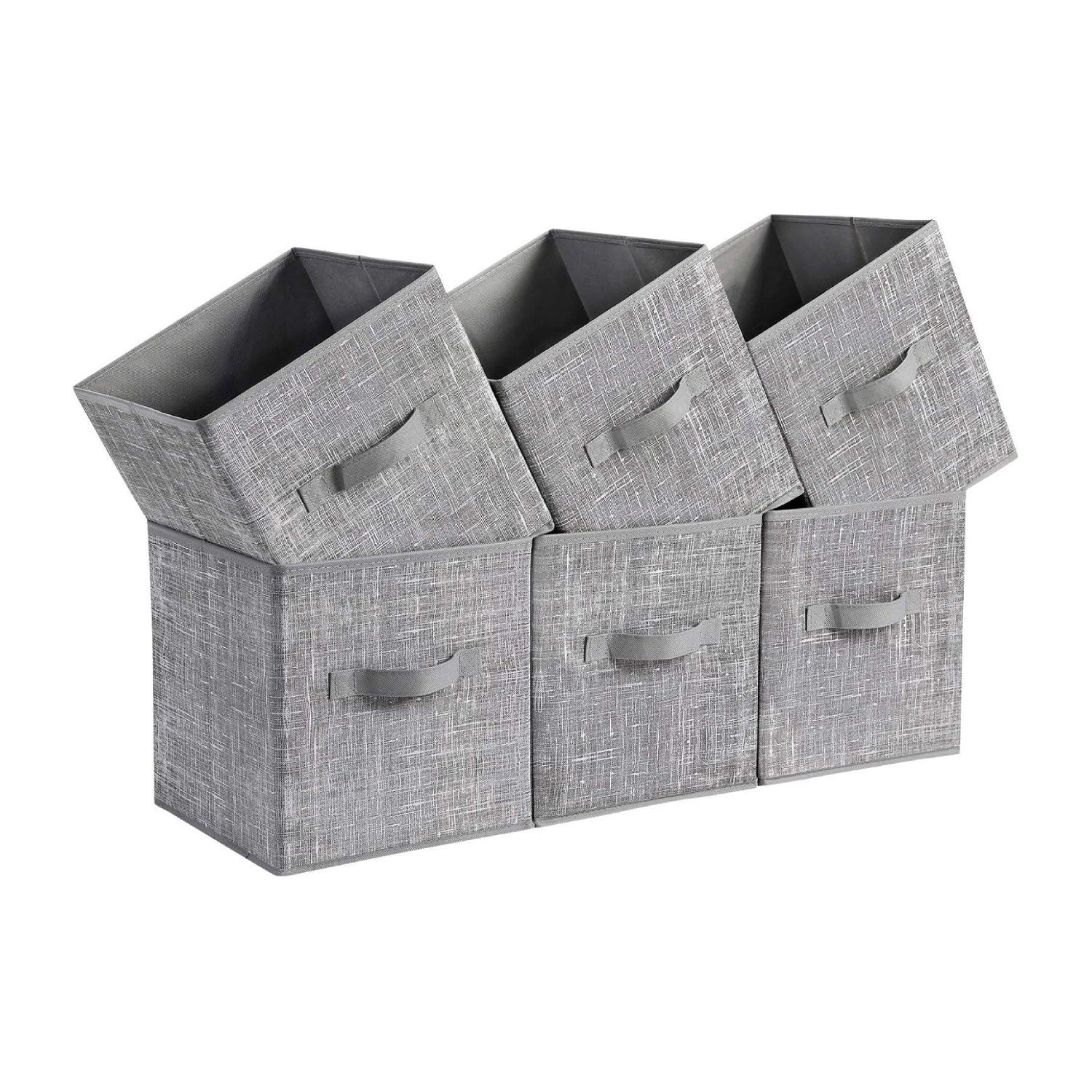6-PACK DOVE GREY STORAGE CUBES, FOLDABLE FABRIC BINS