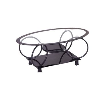 Oval Glass Coffee Table with Loop Frame