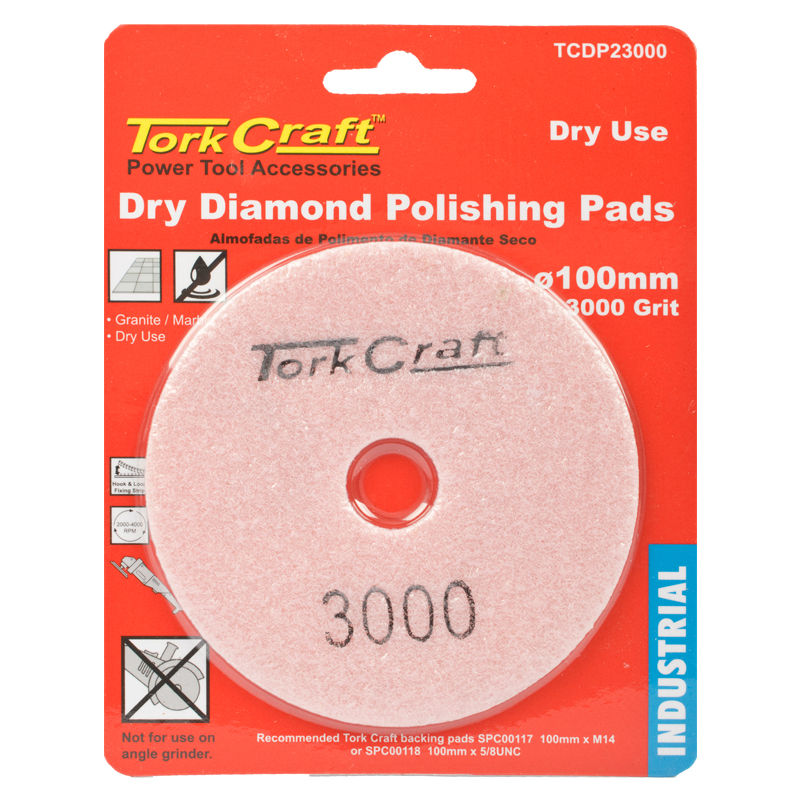 Tork Craft - 100mm Diamond Polishing Pad 3000 Grit Dry Use