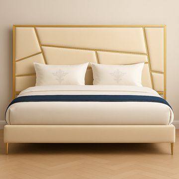 EFURN- Regalia King Size Headboard Cream & Gold