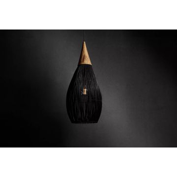 Lumba Hand-Woven Rattan Pendant Light – Water Droplet Design with Teakroot Detail