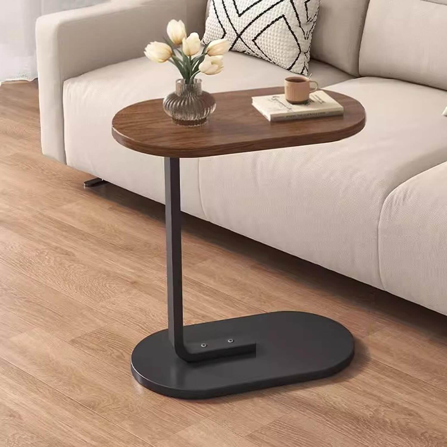 C Shaped Side Table - Brown