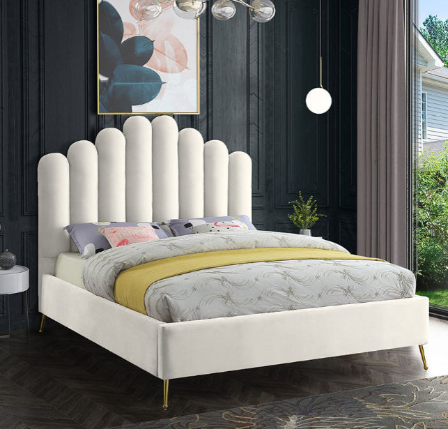 Rudy Sleigh Bed Double -Off White