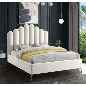 Rudy Sleigh Bed Double -Off White