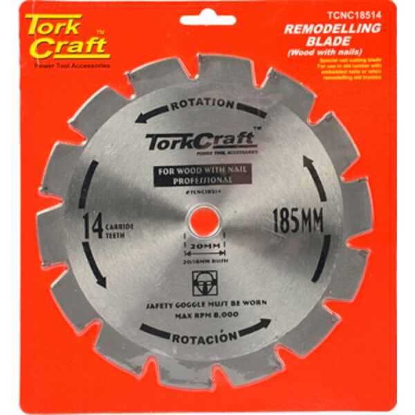 Blade Tct Nail Cutting 185X14T 20-16Mm