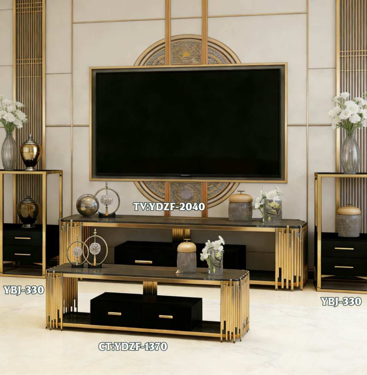 Amina Lux Tv stand with Side tables & Coffee Table