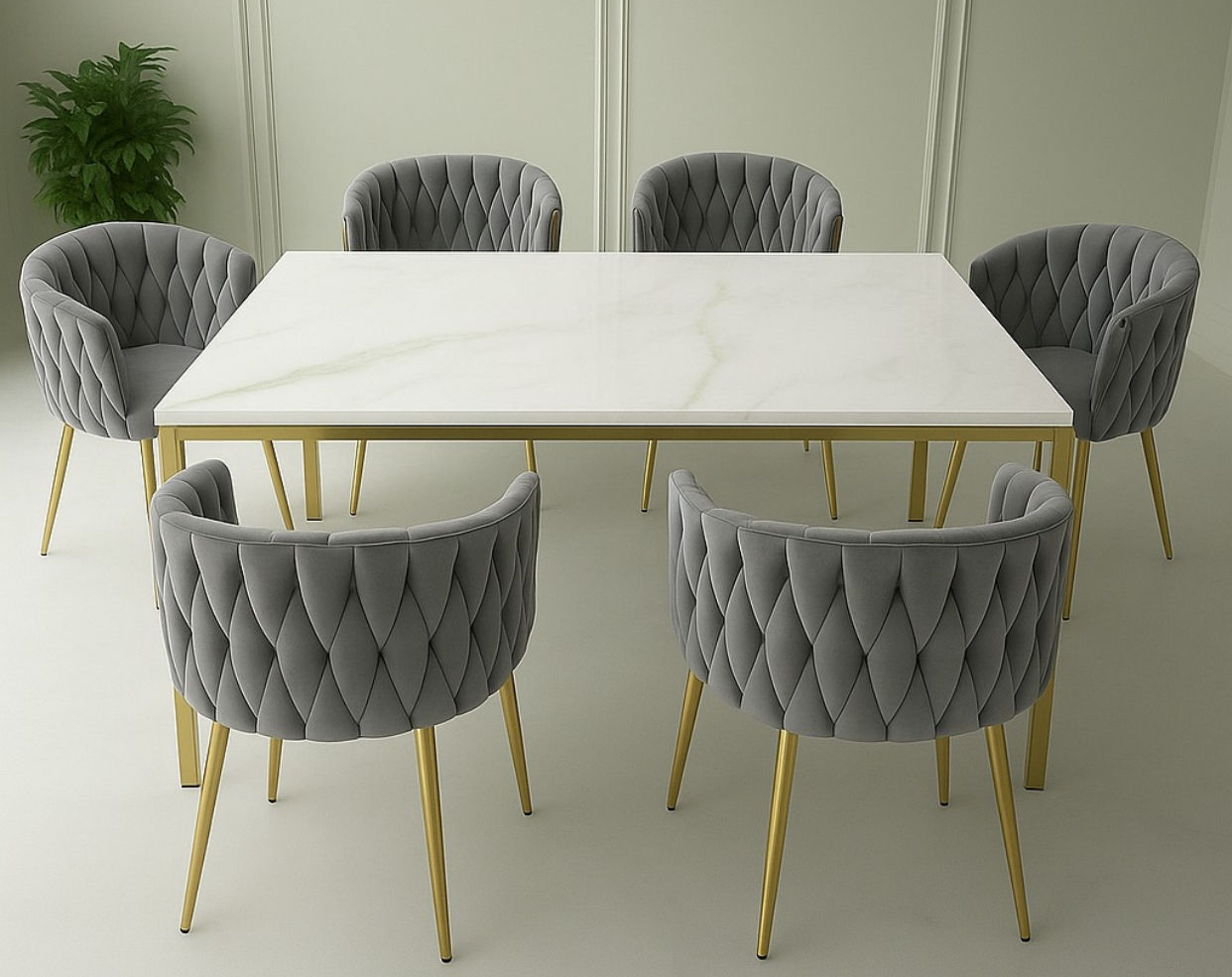 EFURN- Grey Valentina 7pc Dining Set