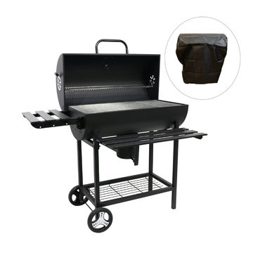 BraaiBoss 70cm Premium Charcoal Barrel Braai with Thermometer, Warming Rack, Ash Catcher, Storage Shelves & Protective Cover