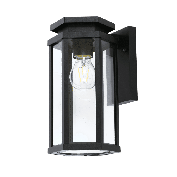 Zebbies Lighting Cruise Black Outdoor Wall Light with Clear Glass