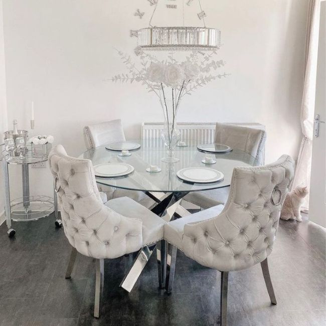 QandAHome Lulu Silver 4 Seater Dining Set