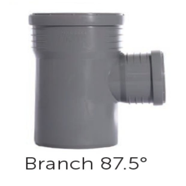 PVC/PP - 75/75mm Branch Tee 87.5 Degrees Push Fit