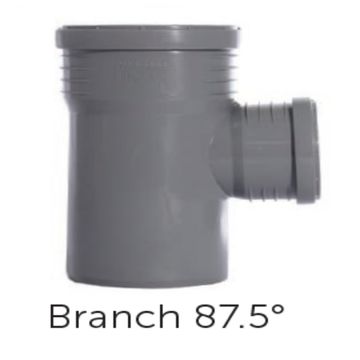 PVC/PP - 110/110mm Branch Tee 87.5 Degrees Push Fit