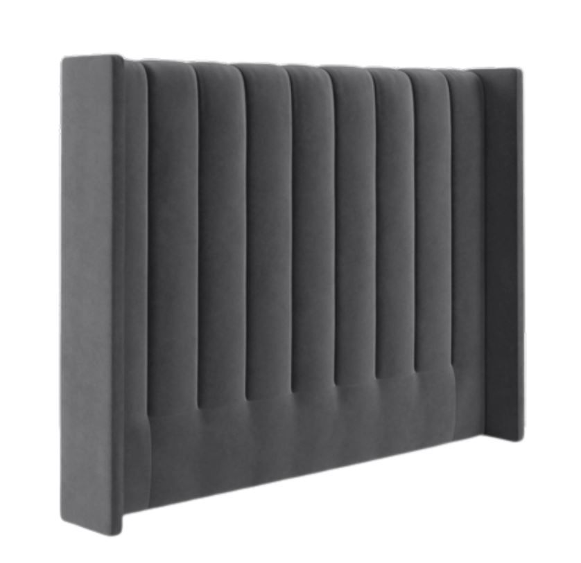 Velvet Paneled Tufted Headboard- Charcoal - King