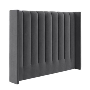 Velvet Paneled Tufted Headboard- Charcoal - King