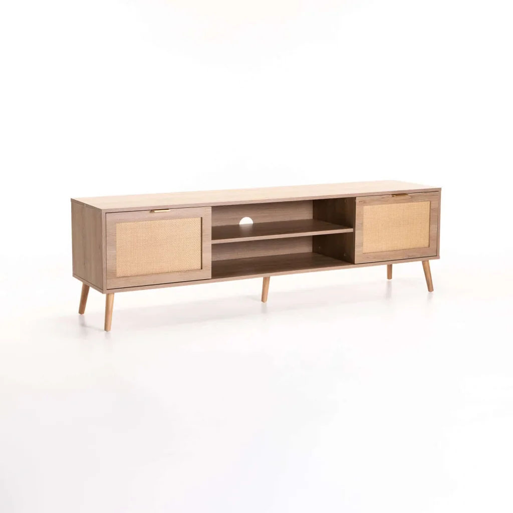 DEWI 2 Door TV Unit — Modern Wooden TV Stand with Storage