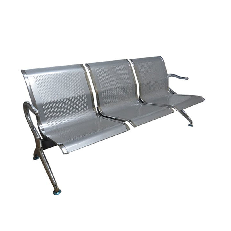 Vividitto - 3 Seater Flash Silver Steel Waiting Area Bench