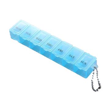 Portable Rectangle 7-Day Pill Box - Blue