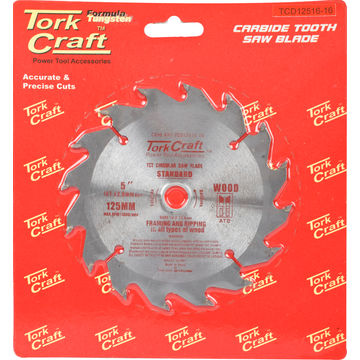 Tork Craft - Blade Tct 125 x 16T 16/13 General Purpose Wood - 5 Pack