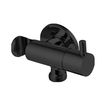 Devario Premio Angle Vavle Round With Bracket Brass -Matte Black