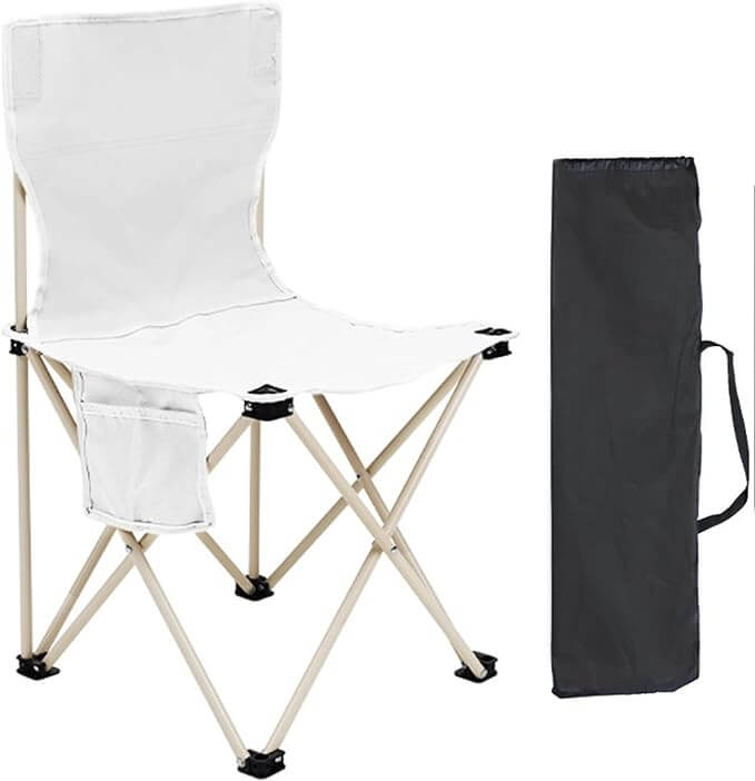 Folding High Back Camping Chair with Carry Bag - White