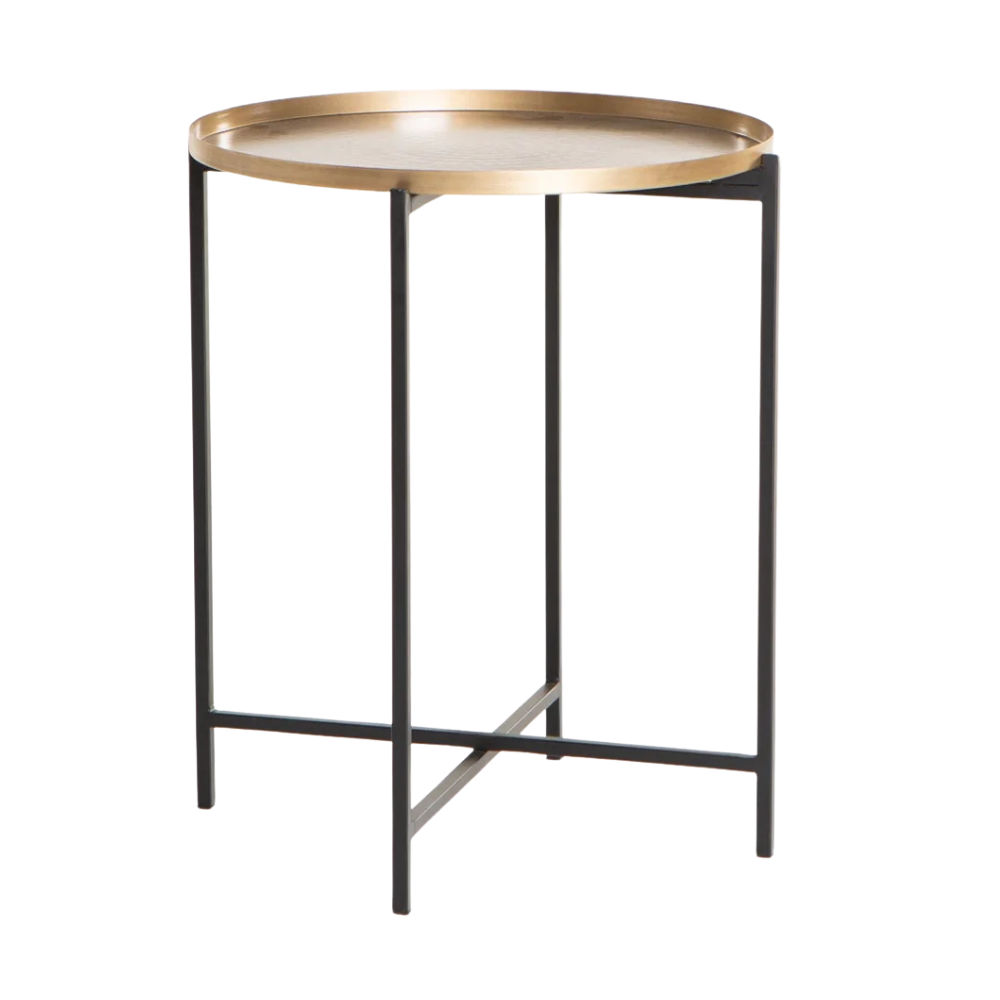 Orion 48Cm Round Side Table - Brass Antique