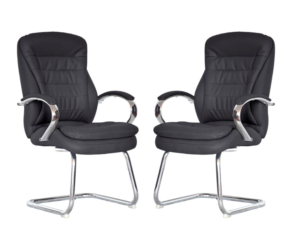 TOCC Horizon Visitors Chair Genuine Leather Office Guest Chair - Set of 2