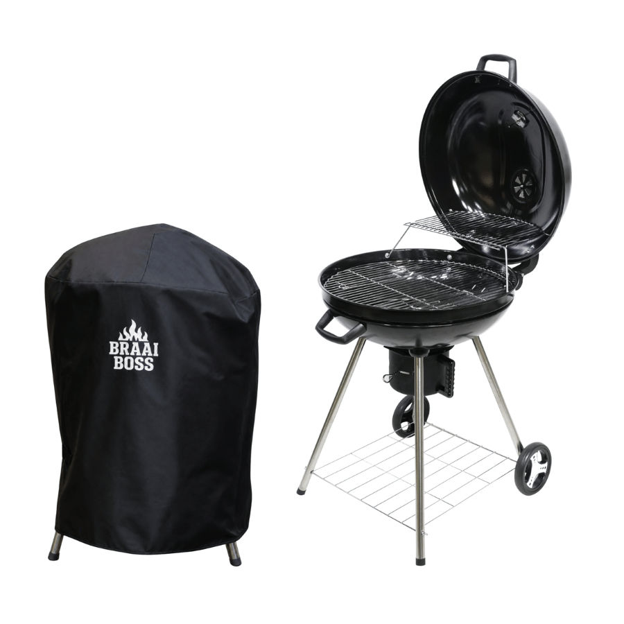 BraaiBoss 57cm Charcoal Kettle Braai with Hinged Lid & Protective Cover