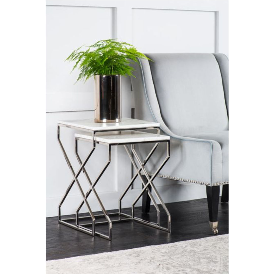 KC FURN-2pc Minimalistic Side Table,Silver