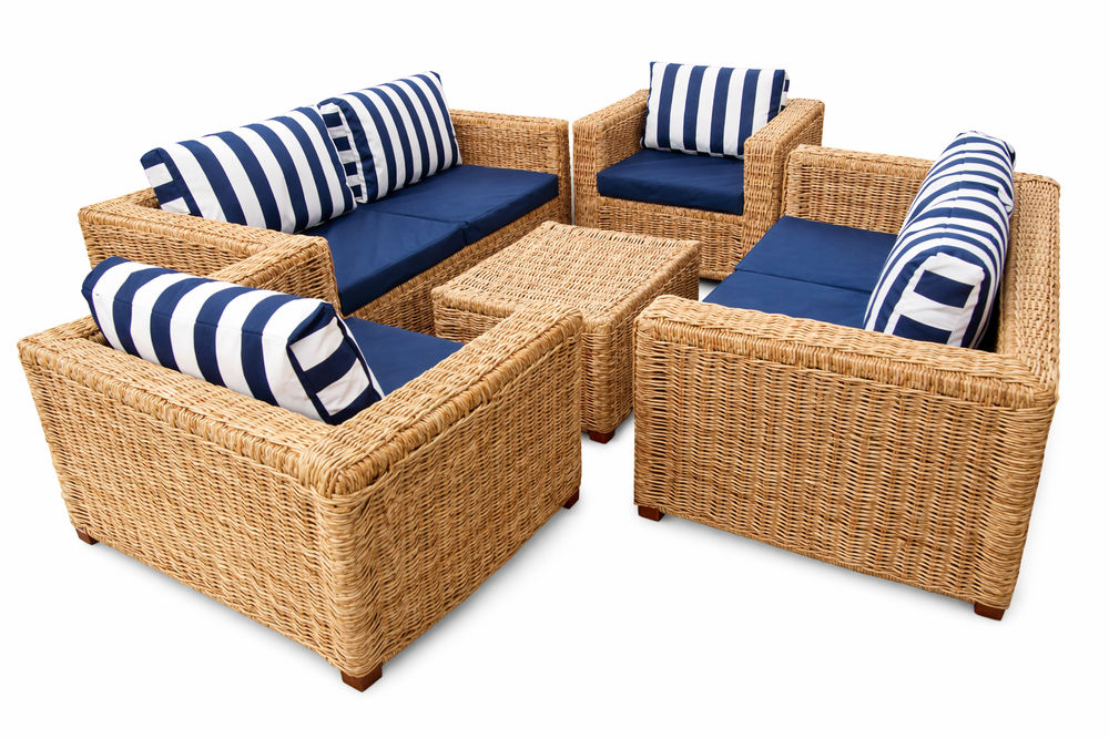 Luxury 5-Piece Natural Rattan Outdoor Lounge Set