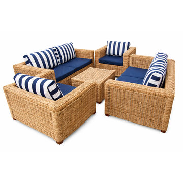Luxury 5-Piece Natural Rattan Outdoor Lounge Set