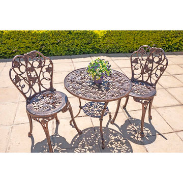 Ageless & Beautiful!   2 Seater Cast Aluminium Patio Furniture Set / Bistro Furniture Set / Garden Furniture - 2 x Grape Chairs with 62cm Round Grape Table