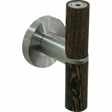 "T" shaped modern door handles on rose - with wood