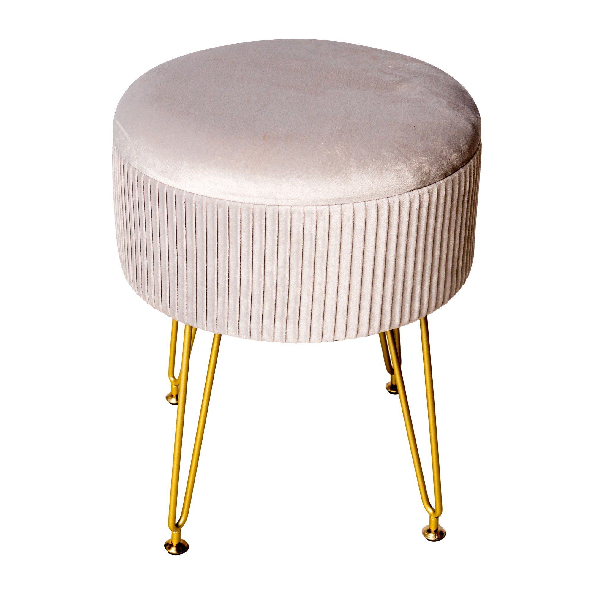 LASA Velvet Padded Stool with Storage & Sturdy Metal Legs for Makeup & Office