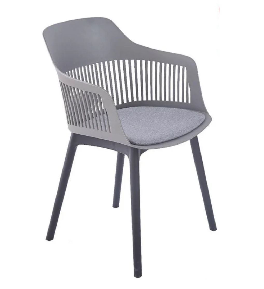 Modern Polypropylene Dining Chair with Cushioned Seat - GRAY