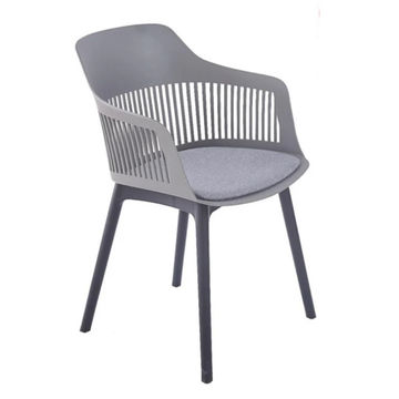 Modern Polypropylene Dining Chair with Cushioned Seat - GRAY