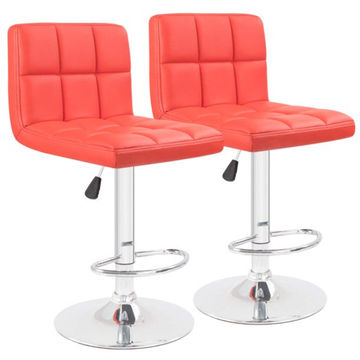 Bar Stools / Kitchen Breakfast Chairs - Set of 2 - Red