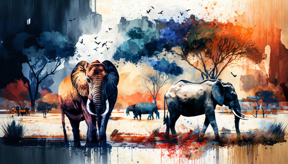 Canvas Wall Art - Canvas Wall Art –Kruger National Park Safari - B1088 - [120 x 80 cm]
