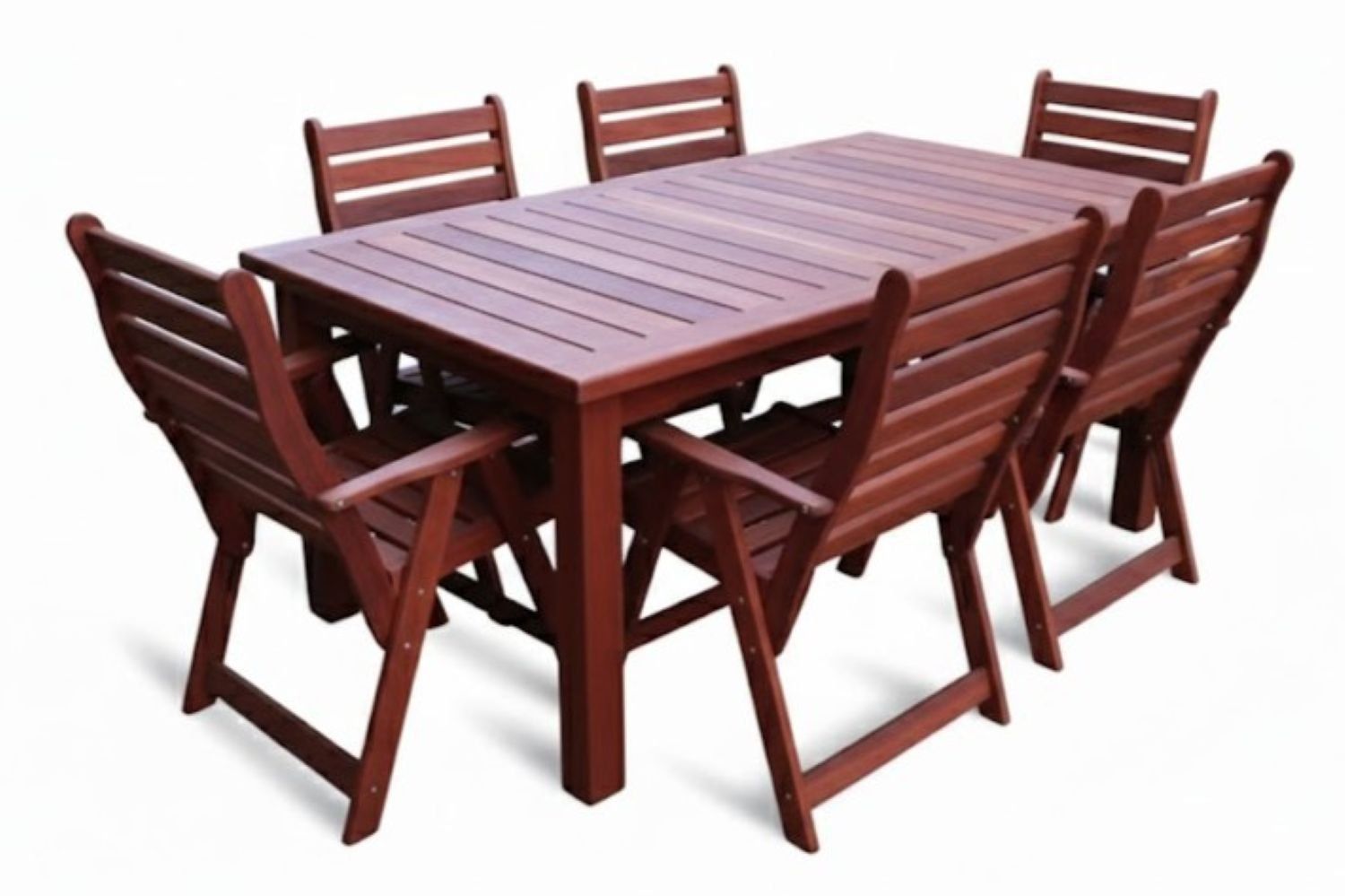 Zambezi Teak Patio Dining Set 6-Seater 1800mm x1 Table x6 Highback Chairs (Cushions Excluded)